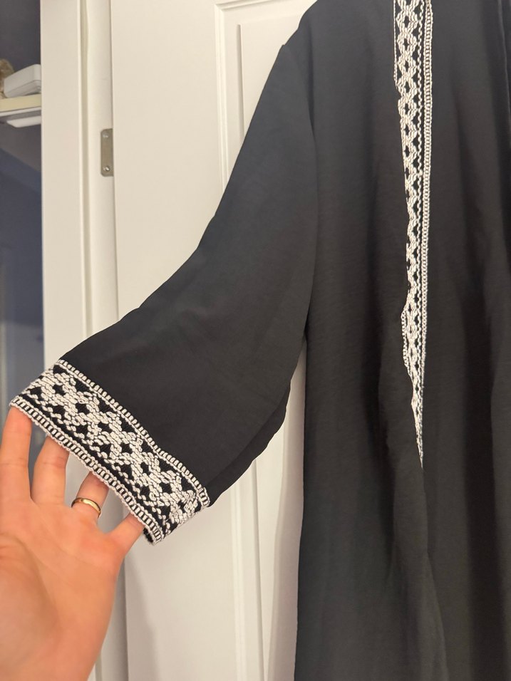 Nakışlı Siyah Uzun Bohem Kadın Kimono - Görsel 2