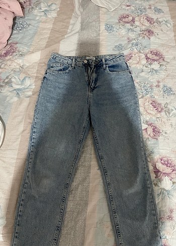 Düğmeli Gri Batik Desenli Kadın Midi Jean