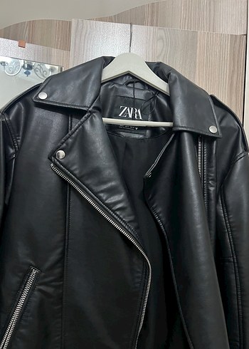 s Beden Kadın Siyah Deri Biker Ceket