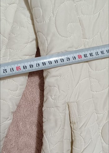 Düğmeli Beyaz Uzun Keten Kadın Ceket - Görsel 9