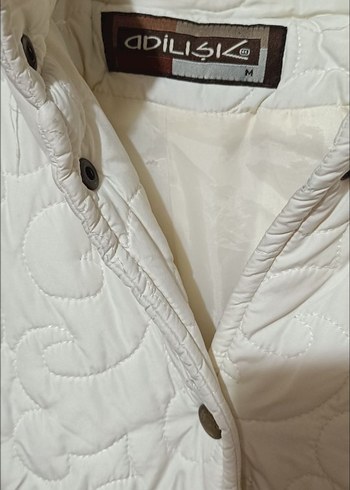 Düğmeli Beyaz Uzun Keten Kadın Ceket - Görsel 3