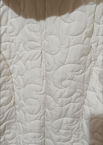 Düğmeli Beyaz Uzun Keten Kadın Ceket - Görsel 5