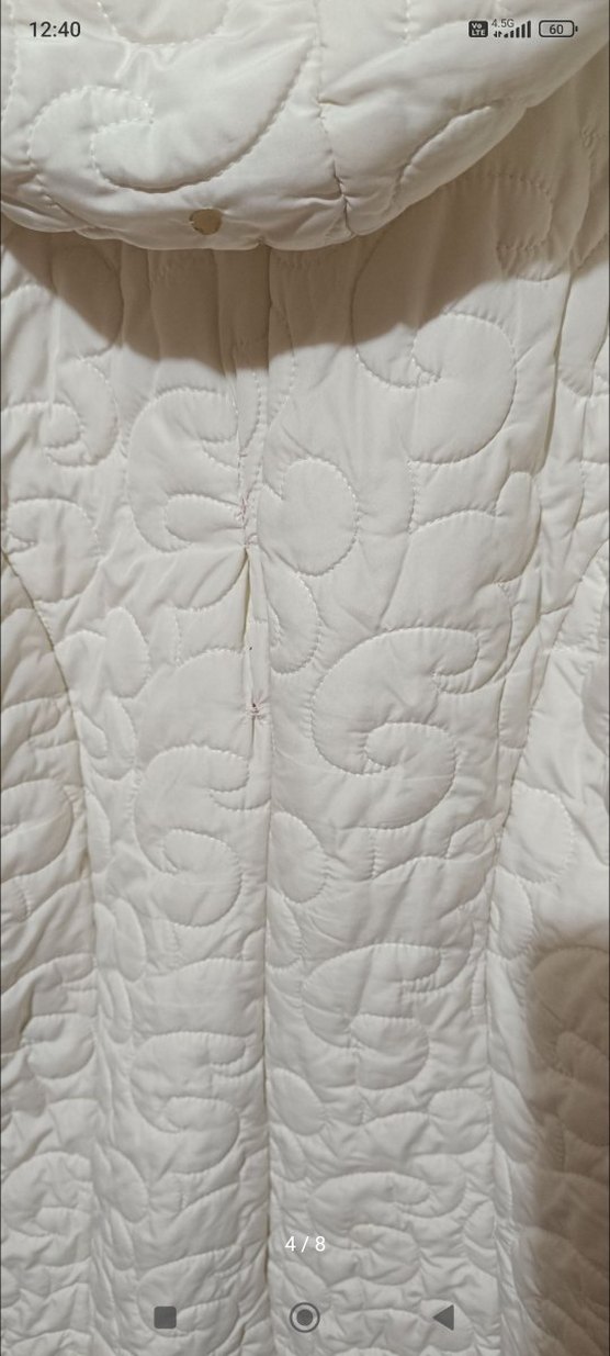 Düğmeli Beyaz Uzun Keten Kadın Ceket - Görsel 5