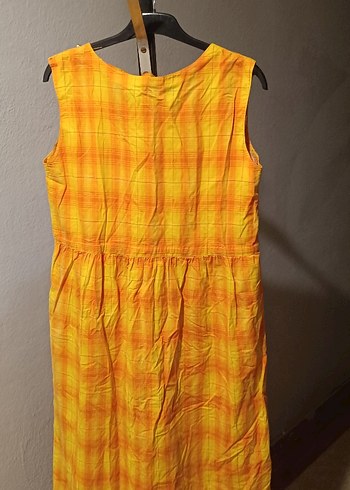 Sarı Uzun Kolsuz Salaş Hamile Elbise - Görsel 4