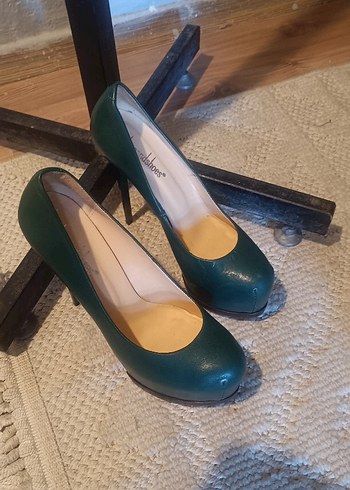 Klasik Yeşil Platform Topuklu Kadın Stiletto - Görsel 2