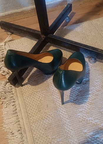 Klasik Yeşil Platform Topuklu Kadın Stiletto - Görsel 3