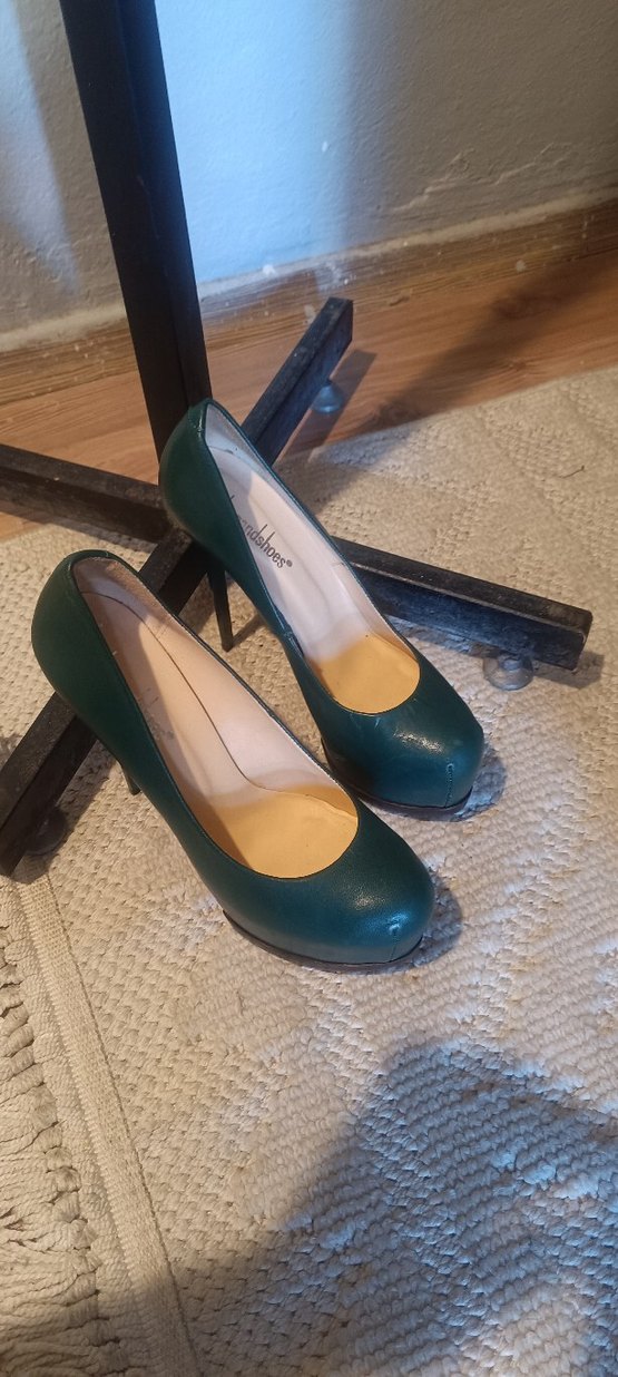 Klasik Yeşil Platform Topuklu Kadın Stiletto - Görsel 2