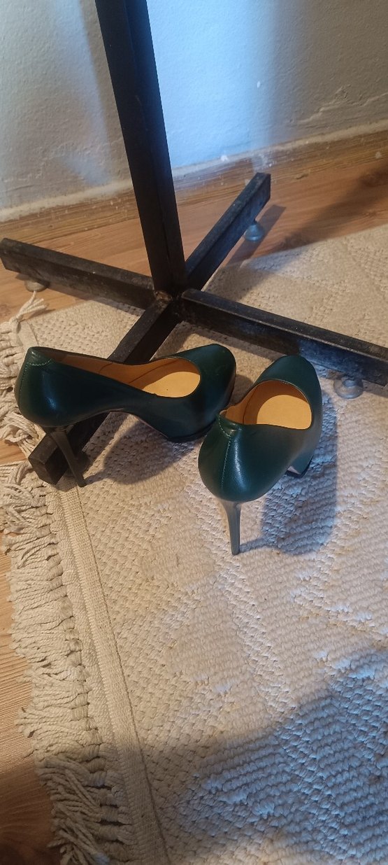 Klasik Yeşil Platform Topuklu Kadın Stiletto - Görsel 3