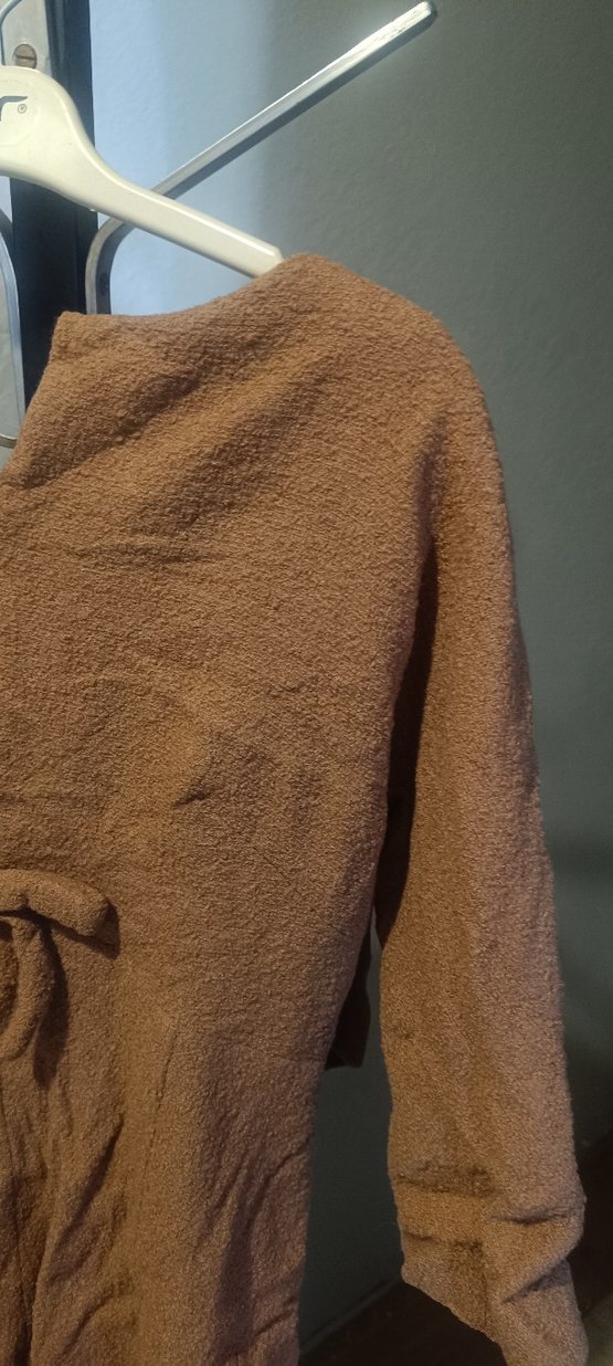 Uzun Kollu, Salaş Kesim, Kahverengi Midi Elbise - Görsel 2