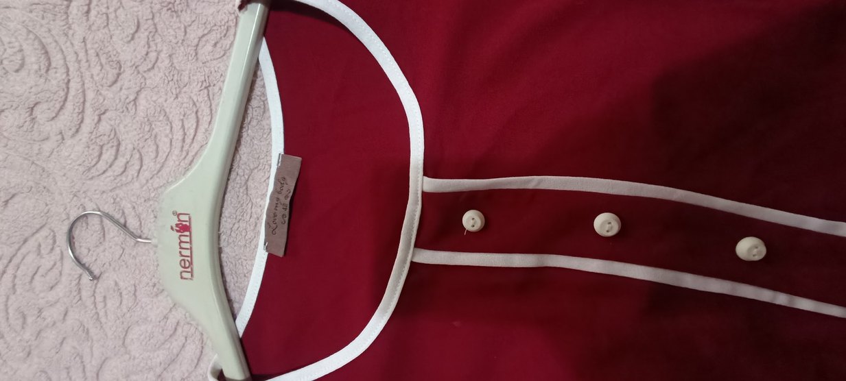 Düğmeli Bordo Hamile Bluzu - Görsel 2