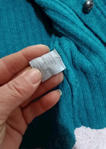 Düğmeli Turkuaz Triko Hamile Hırkası - Görsel 4