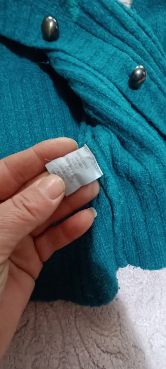 Düğmeli Turkuaz Triko Hamile Hırkası - Görsel 4