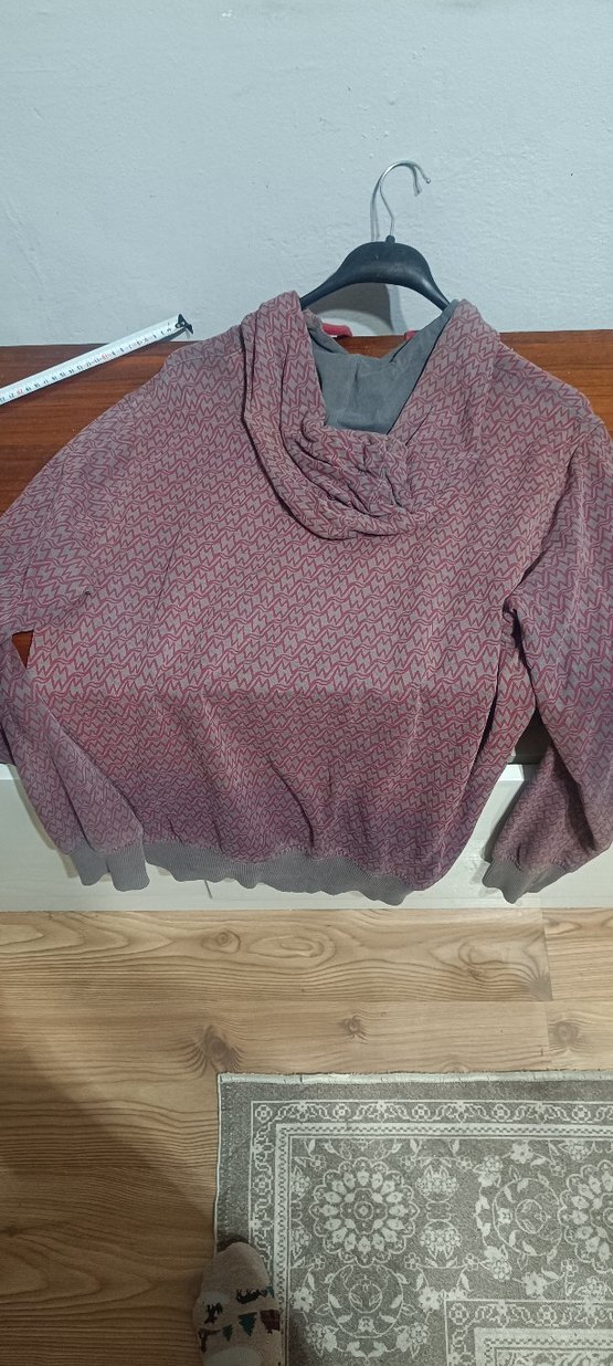 Bordo Kapüşonlu Örgü Kadın Sweatshirt - Görsel 5