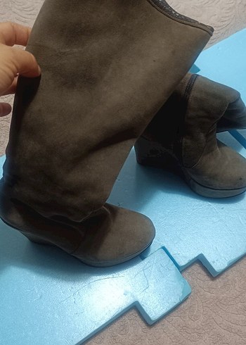 Kahverengi Deri Kadın Dolgu Topuklu Bot - Görsel 15