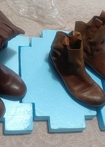 Kahverengi Deri Kadın Dolgu Topuklu Bot - Görsel 2