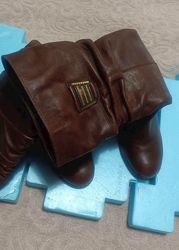 Kahverengi Deri Kadın Dolgu Topuklu Bot - Görsel 11