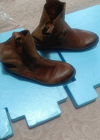 Kahverengi Deri Kadın Dolgu Topuklu Bot - Görsel 7