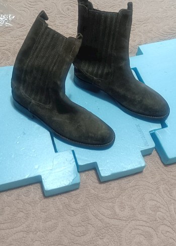 Siyah Süet Blok Topuklu Kadın Bot - Görsel 9