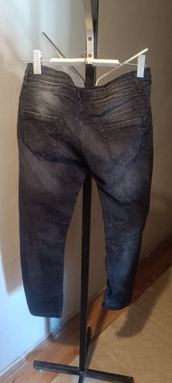 Gri Bol Kesim Erkek Kot Pantolon - Görsel 4