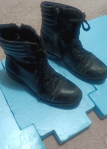 Siyah Kadın Blok Topuklu Kauçuk Botlar - Görsel 5