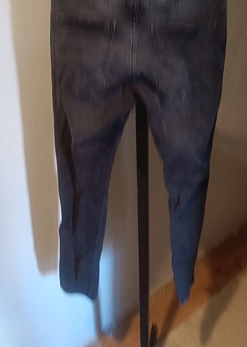 Yırtık Detaylı Koyu Gri Kadın Denim Pantolon - Görsel 5