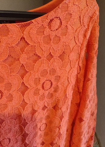 44 Beden Dantel Detaylı Pembe Hamile Tuniği