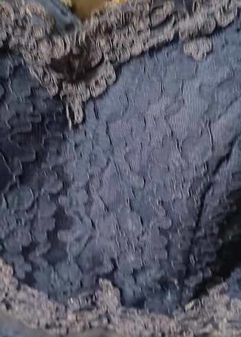 Diğer Lacivert Dantel Detaylı Uzun Abiye Elbise