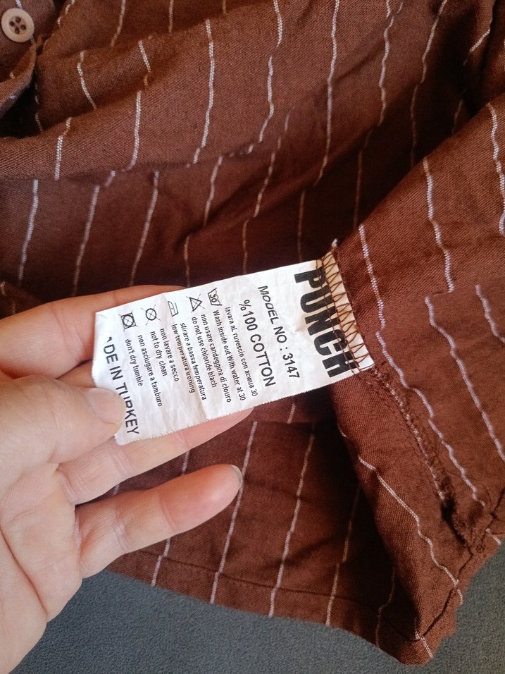 Kahverengi Çizgili Erkek Kısa Kollu Pijama Takımı - Görsel 4