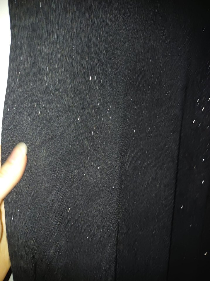 Siyah kare Yaka Uzun simli Kadın Abiye Elbise - Görsel 5