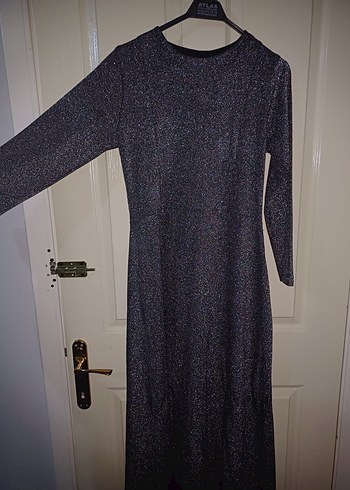 Kadın Gri Uzun Kollu Drapeli Uzun Elbise - Görsel 2