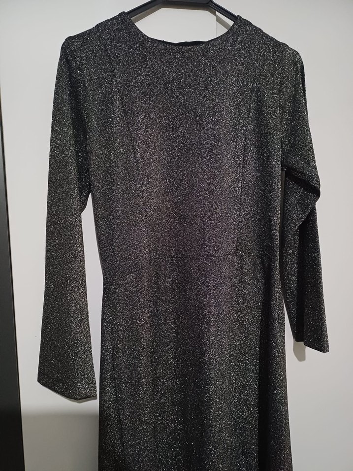 Kadın Gri Uzun Kollu Drapeli Uzun Elbise - Görsel 3