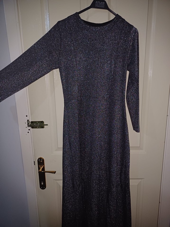 Kadın Gri Uzun Kollu Drapeli Uzun Elbise - Görsel 2