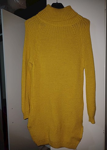 hardal rengi Örgü Boğazlı Kadın Kazak - Görsel 2