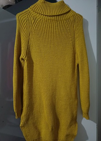 hardal rengi Örgü Boğazlı Kadın Kazak - Görsel 3