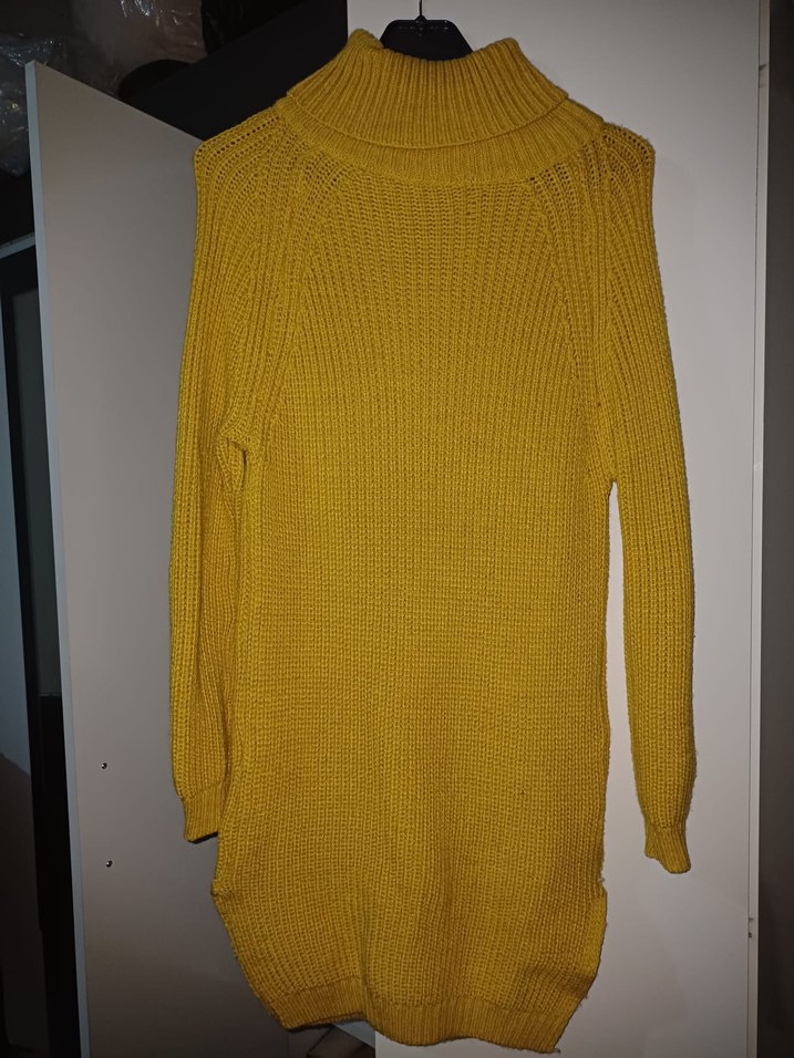 hardal rengi Örgü Boğazlı Kadın Kazak - Görsel 2