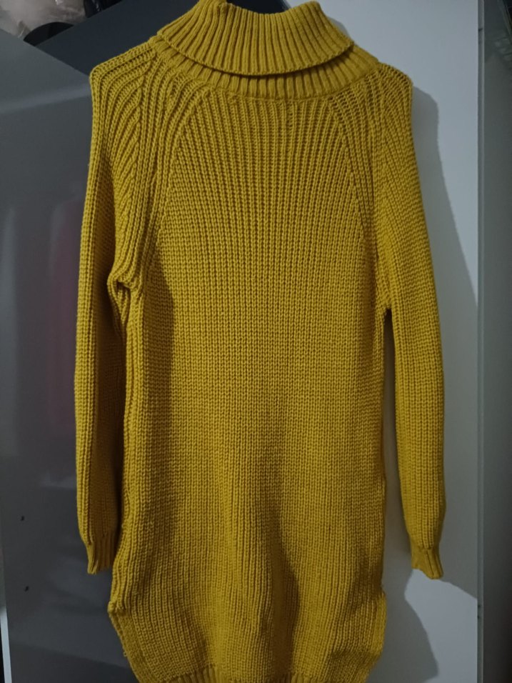 hardal rengi Örgü Boğazlı Kadın Kazak - Görsel 3