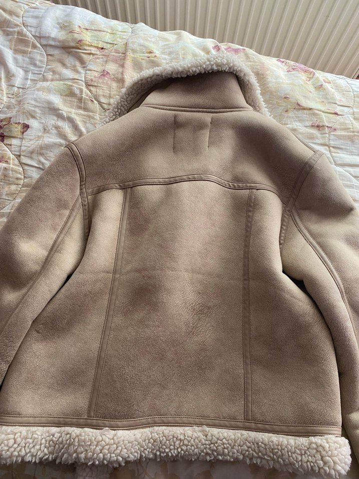 Kürk Detaylı Bej Süet Kadın Ceket - Görsel 3