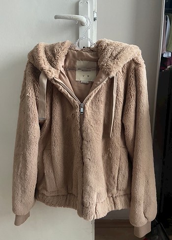 Pudra Peluş Detaylı Kadın Ceket
