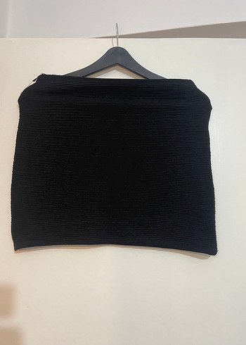 Kadın Siyah Drapeli Mini Etek - Görsel 3