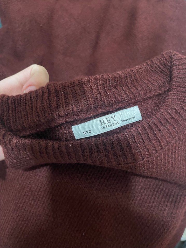 Bordo Kadın Örgü Salaş Triko alt üst takım - Görsel 4