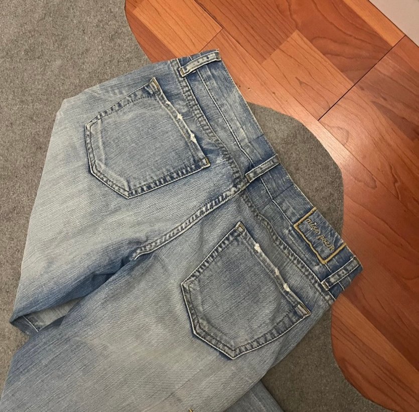 Gri Nakışlı Düğmeli Salaş Kadın Jean - Görsel 4