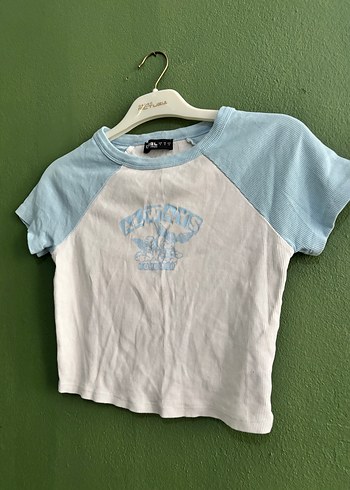 Mavi Baskılı Kısa Kollu Kadın Tişört - Görsel 2