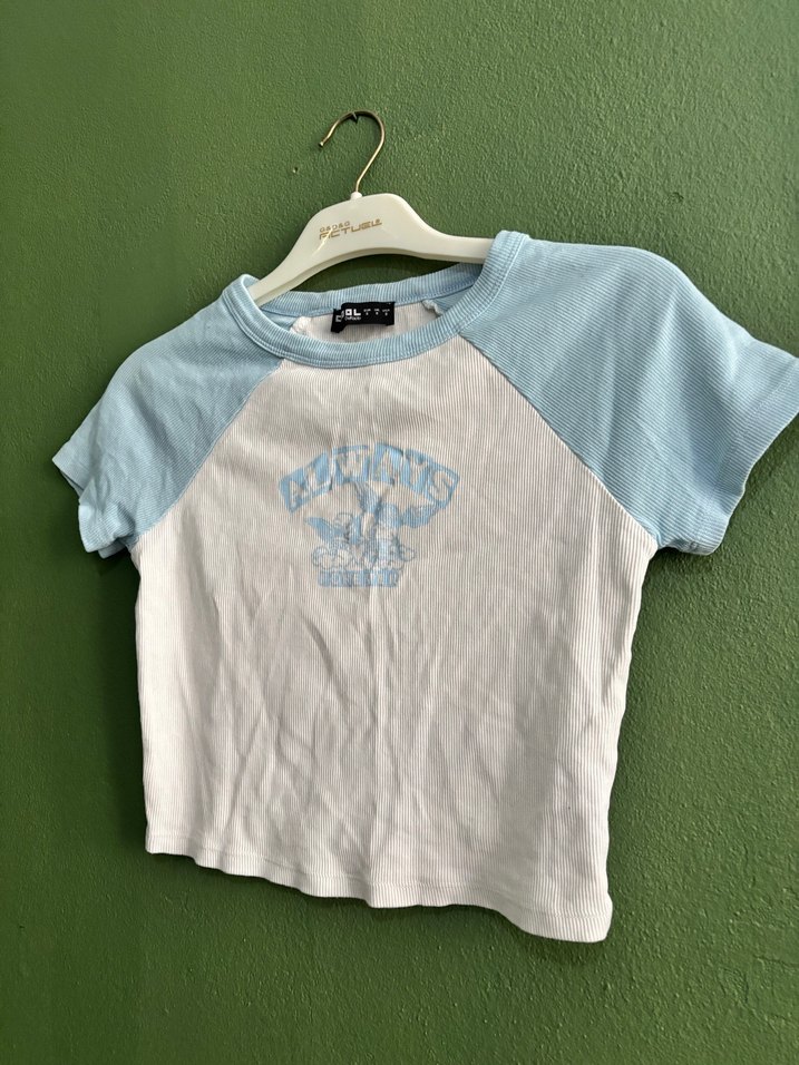 Mavi Baskılı Kısa Kollu Kadın Tişört - Görsel 2