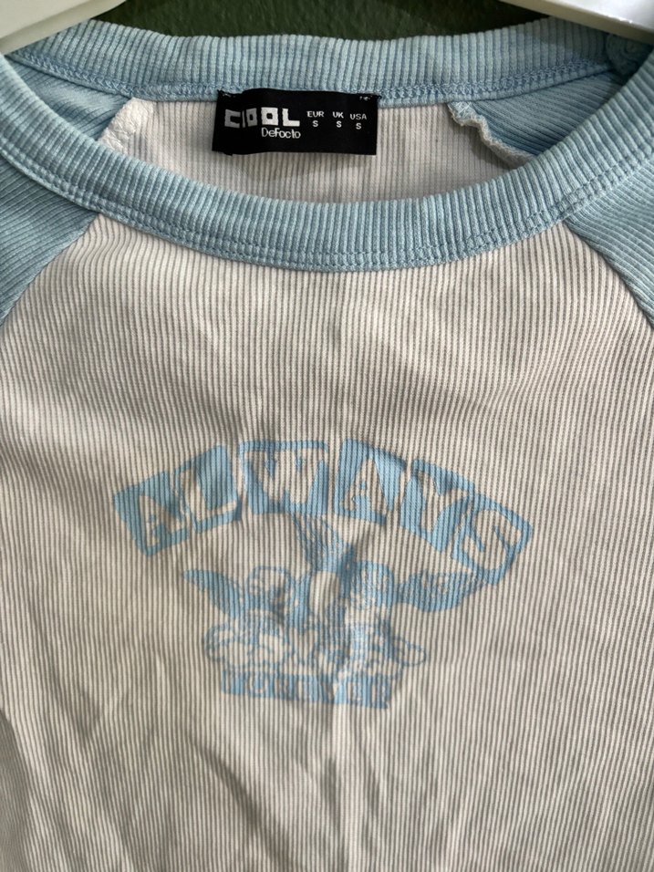 Mavi Baskılı Kısa Kollu Kadın Tişört - Görsel 3