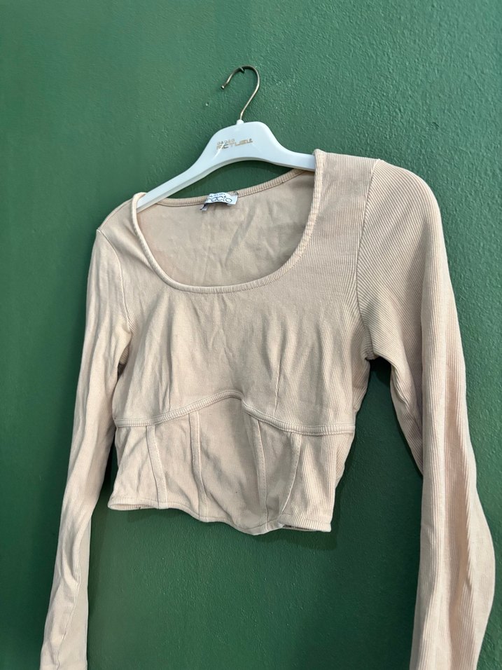 Bej Mini Fitilli Kadın Bluz - Görsel 2