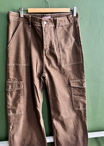 Kahverengi Rahat Kesim Kadın Kot Pantolon - Görsel 2