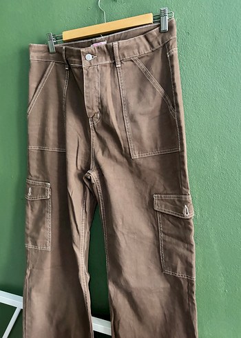 Kahverengi Rahat Kesim Kadın Kot Pantolon - Görsel 3