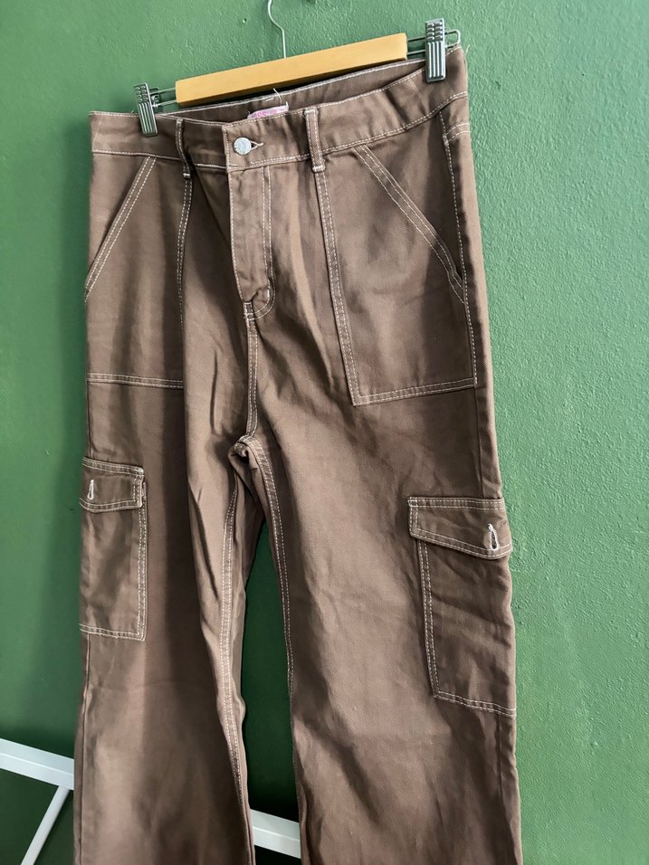 Kahverengi Rahat Kesim Kadın Kot Pantolon - Görsel 3