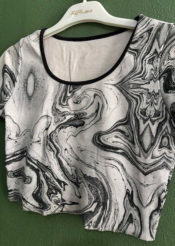 Kadın Gri Tie-Dye Kısa Kollu Bluz - Görsel 2