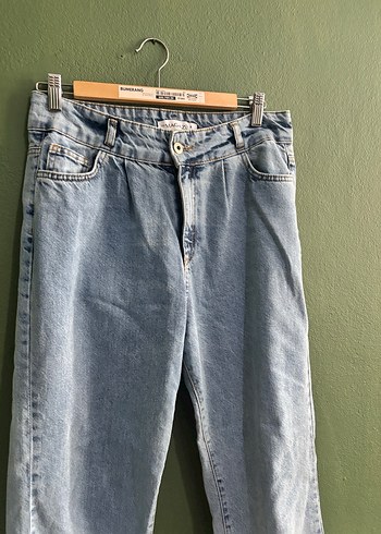 Kadın Mavi Midi Boy Rahat Kesim Denim Pantolon - Görsel 2